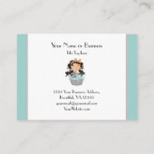 Cute Girl en Cat Bath Pet Grooming Visitekaartje (Achterkant)