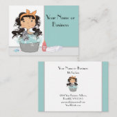 Cute Girl en Cat Bath Pet Grooming Visitekaartje (Voorkant / Achterkant)