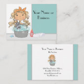 Cute Girl en Cat Bath Pet Grooming Visitekaartje (Voorkant / Achterkant)