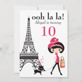 Cute Girl en Cat Paris Eiffel Tower Birthday Kaart (Voorkant)