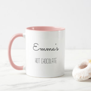Cute Girl en Cat Personalized Hot Chocolate Name Mok
