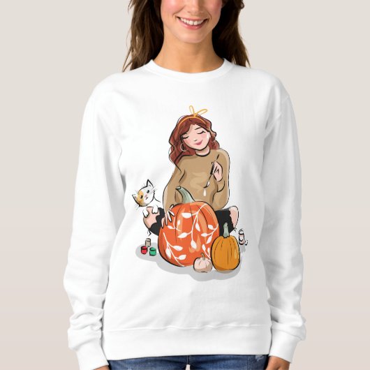 Cute Girl en Cat Trui (Voorkant)