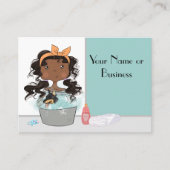 Cute Girl en Dog Bath Pet Grooming Visitekaartje (Voorkant)