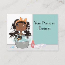 Cute Girl en Dog Bath Pet Grooming Visitekaartje