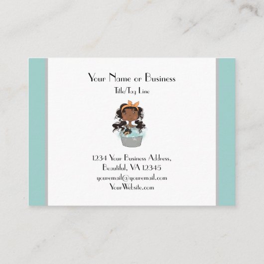 Cute Girl en Dog Bath Pet Grooming Visitekaartje (Achterkant)