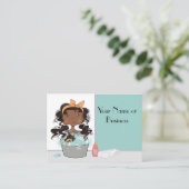 Cute Girl en Dog Bath Pet Grooming Visitekaartje (Staand voorkant)