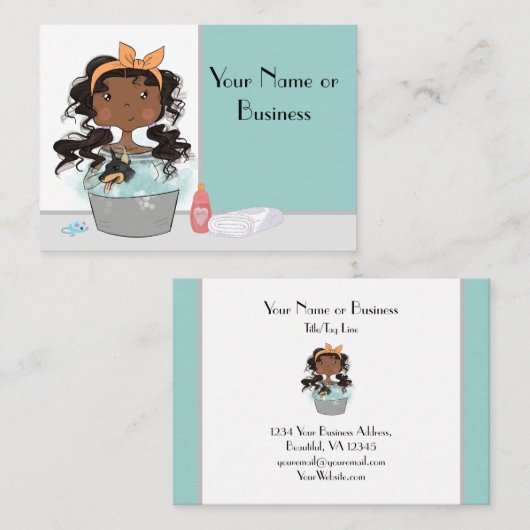 Cute Girl en Dog Bath Pet Grooming Visitekaartje (Voorkant / Achterkant)