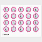 Cute Girl en een bruine hond - hondenloopdiensten Ronde Sticker (Vel)