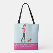 Cute Girl en een bruine hond - hondenloopdiensten Tote Bag (Achterkant)