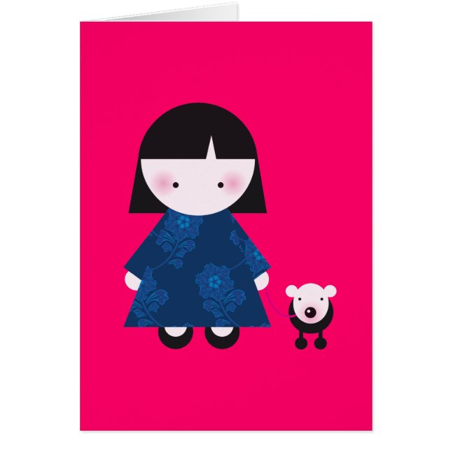 Cute girl en haar hondje (Voorkant)