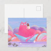 Cute Girl en The Big Cat Briefkaart (Voorkant / Achterkant)