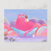 Cute Girl en The Big Cat Briefkaart (Voorkant)