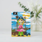 Cute Girl Eyepatch Pirate Briefkaart (Staand voorkant)