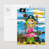 Cute Girl Eyepatch Pirate Briefkaart (Voorkant / Achterkant)