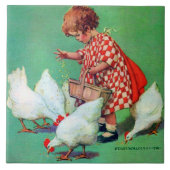 Cute Girl Feeding Hens van Jessie Willcox Smith Tegeltje (Voorkant)
