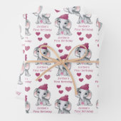 Cute Girl First Birthday Pink Elephant Personalize Inpakpapier Vel (In situ)