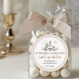 Cute Girl First Holy Communion Gifts and Favors Ronde Sticker