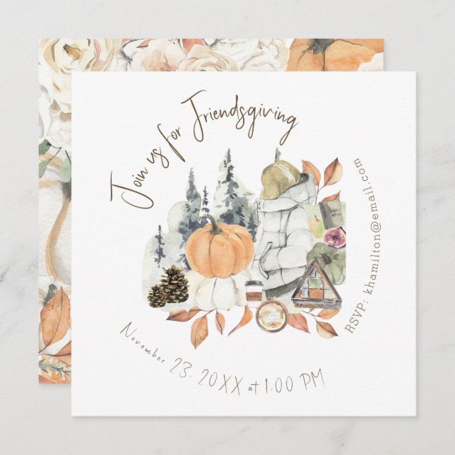 Cute Girl Friendsgiving Thanksgiving Dinner (Voorkant / Achterkant)