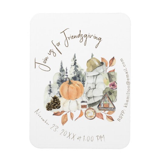 Cute Girl Friendsgiving Thanksgiving Dinner Magneet (Verticaal)