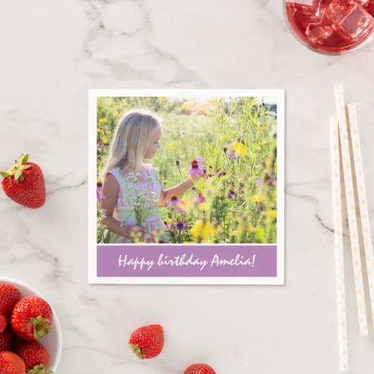 Cute Girl Full Photo Birthday Party Napkins Servet (Insitu)