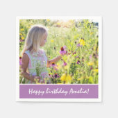 Cute Girl Full Photo Birthday Party Napkins Servet (Voorkant)