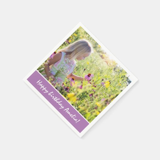 Cute Girl Full Photo Birthday Party Napkins Servet (Hoek)
