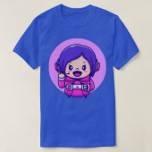 Cute Girl Gaming Holding Joystick Cartoon T-shirt (Design voorkant)