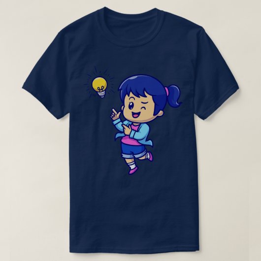 Cute Girl Get Idea Cartoon T-shirt (Design voorkant)