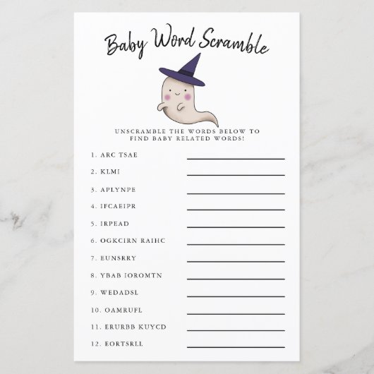 Cute Girl Ghost Baby Word Scramble Game (Voorkant)