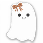 Cute Girl Ghost met Pset Bow Halloween Sticker (Voorkant)
