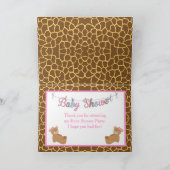 Cute Girl Giraffe Baby shower Bedankkaart (Binnen)