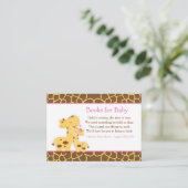 Cute Girl Giraffe Book Request for Baby shower Informatiekaartje (Staand voorkant)