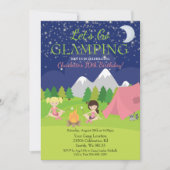 Cute Girl Glamping Birthday Party Invitation Kaart (Voorkant)