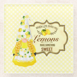 Cute Girl Gnome en Lemons Glazen Onderzetter