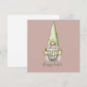 Cute Girl Gnome with Eggs Easter Flat Kaart (Voorkant / Achterkant)