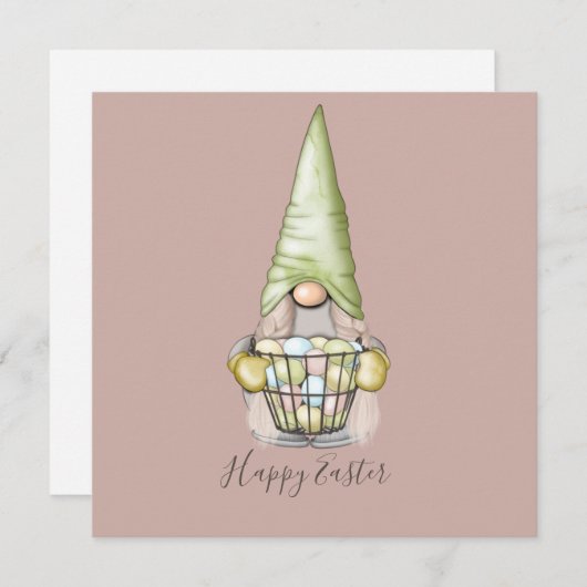 Cute Girl Gnome with Eggs Easter Flat Kaart (Voorkant / Achterkant)