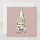 Cute Girl Gnome with Eggs Easter Flat Kaart (Voorkant)