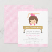 Cute Girl Gymnastics Kids Birthday Party Kaart (Voorkant / Achterkant)