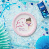 Cute Girl Gymnastics Kids Birthday Party Supplies Papieren Bordje (Feest)