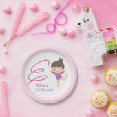 Cute Girl Gymnastics Kids Birthday Party Supplies Papieren Bordje (Feest)