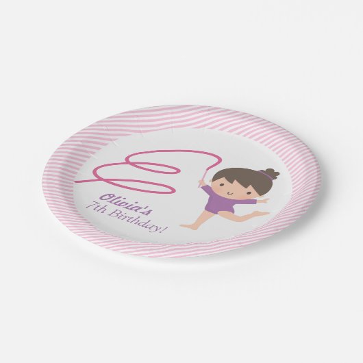 Cute Girl Gymnastics Kids Birthday Party Supplies Papieren Bordje (Gekanteld)