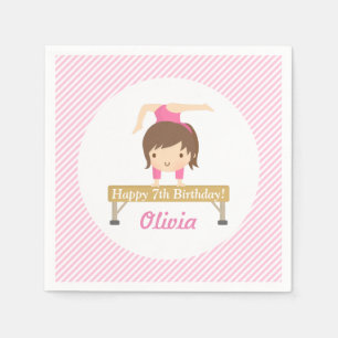 Cute Girl Gymnastics Kids Birthday Party Supplies Servetten