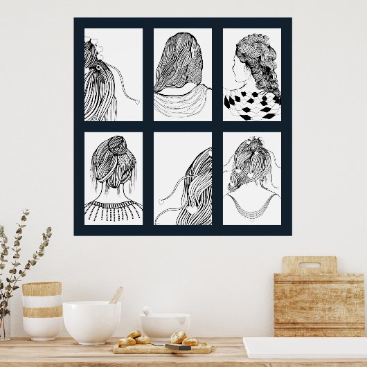 Cute Girl Hairstyle Poster (Keuken)