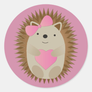 Cute Girl Hedgel Hugging a Heart Ronde Sticker