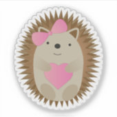 Cute Girl Hedgel Hugging a Heart Sticker (Voorkant)