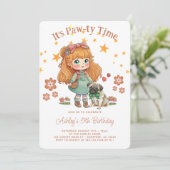 Cute Girl, het is 'Pawty Time Birthday' Kaart (Staand voorkant)