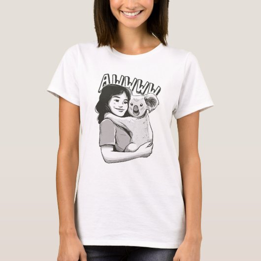 CUTE GIRL HUGGGING KOALA T-SHIRT (Voorkant)