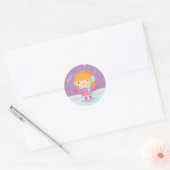 Cute Girl Ice Skater voor kinderen Ronde Sticker (Envelop)