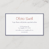 Cute Girl Illustration Yoga Instructor Visitekaartje (Achterkant)