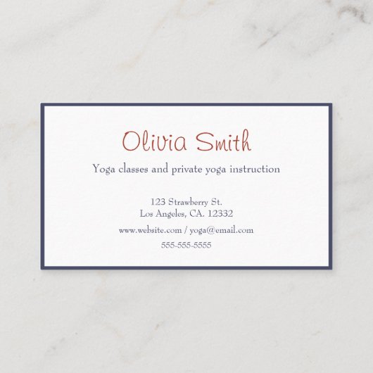 Cute Girl Illustration Yoga Instructor Visitekaartje (Achterkant)